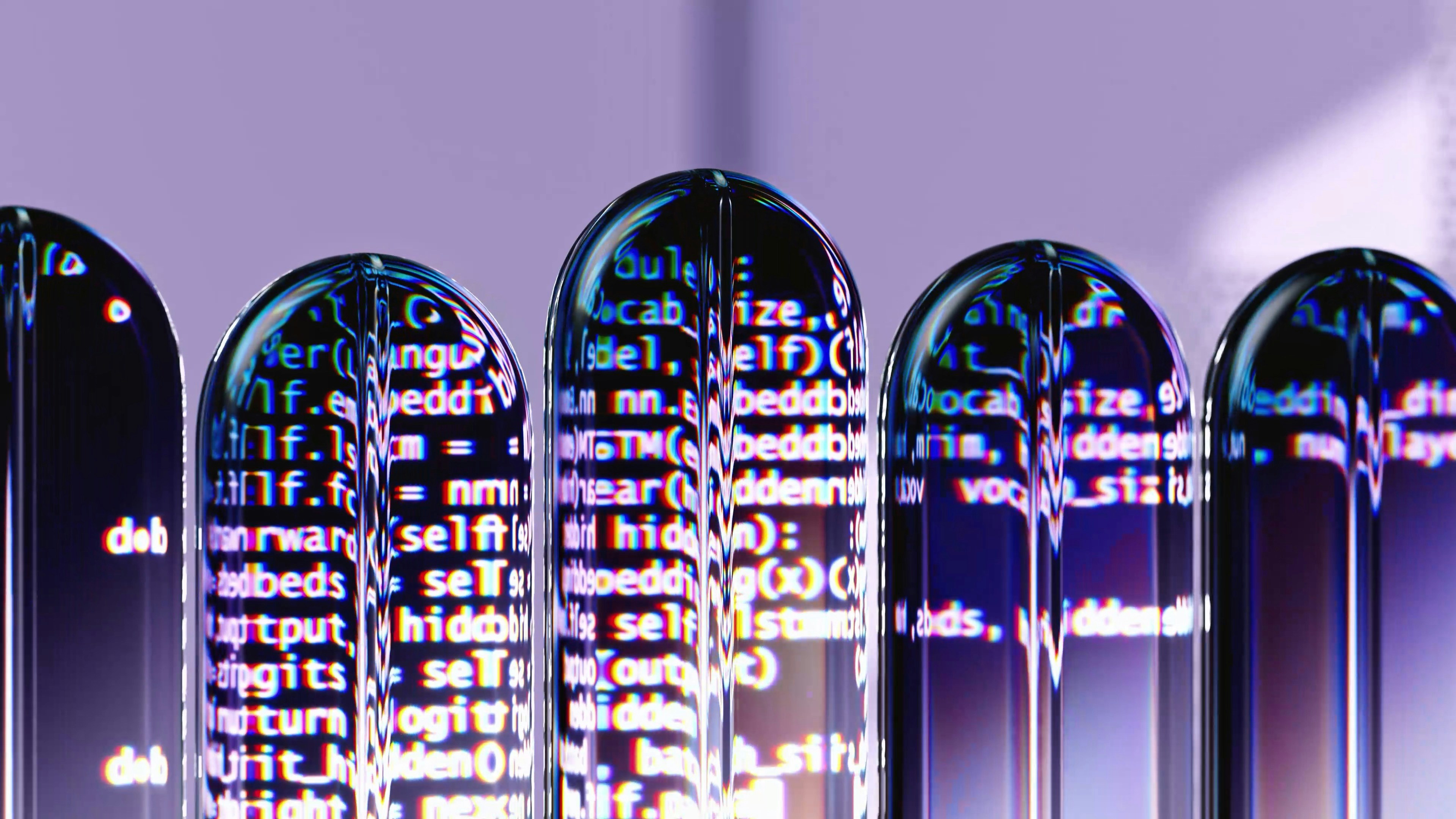 Rows of luminous AI capsules symbolizing streamlined automation